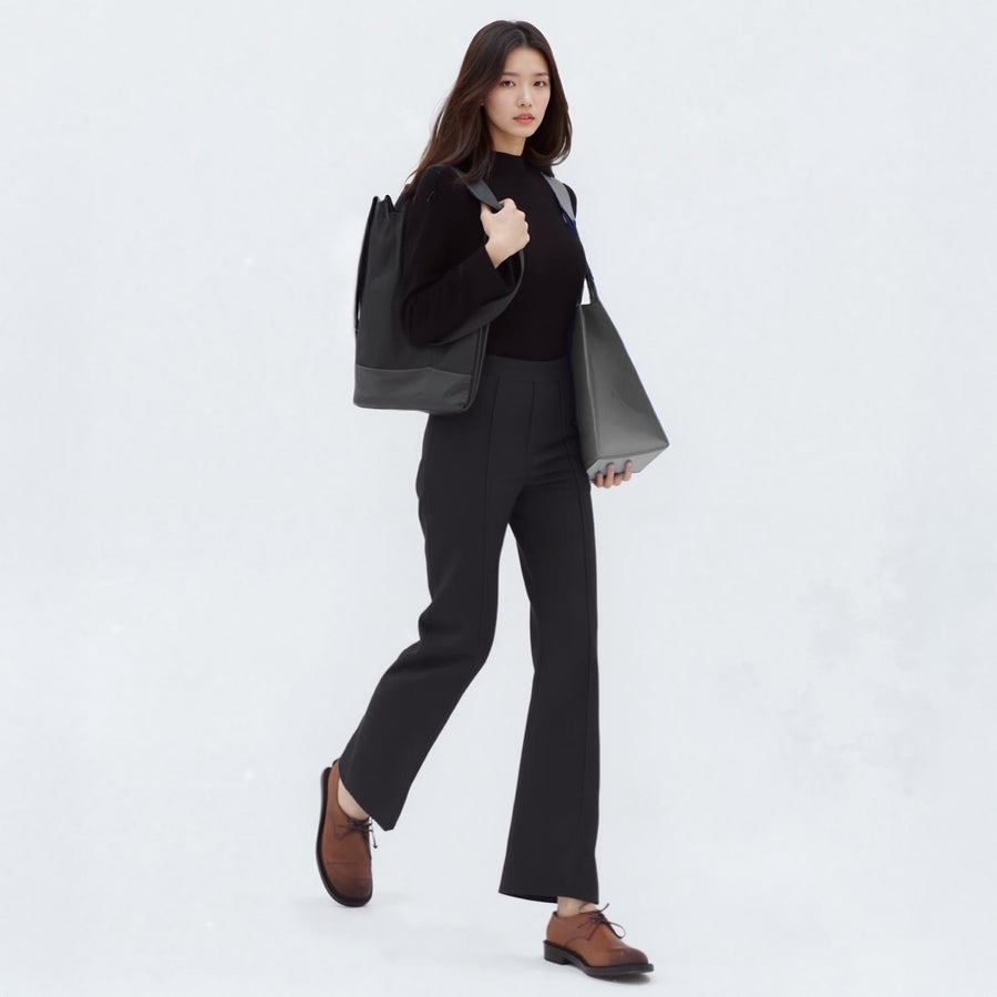 Pleione Women's High Waist Flared Pants in Black