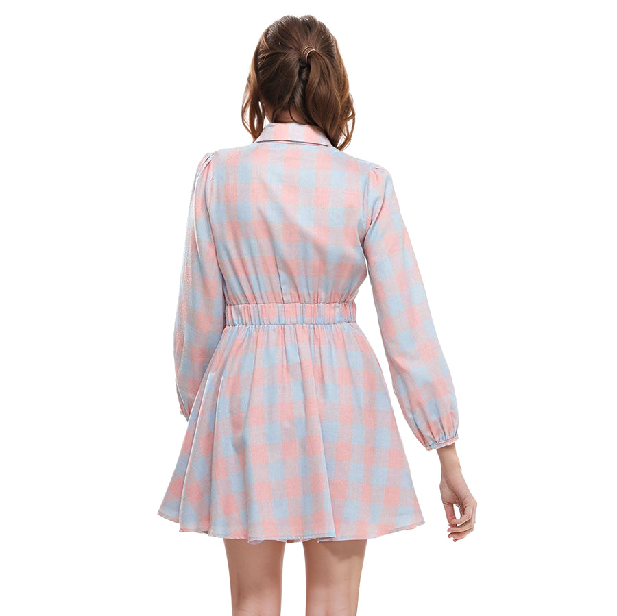Women's Button Up Shirt Dress in Bubble Gum