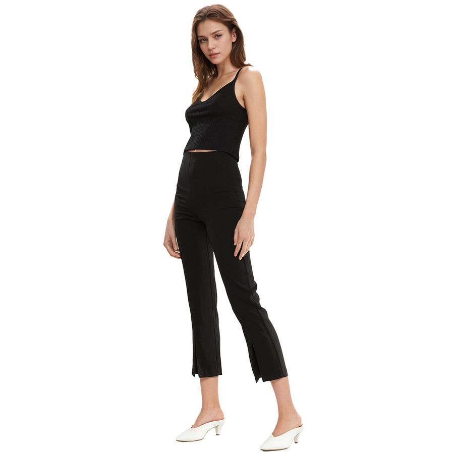 Women's High-Waisted Cropped Pants In Black