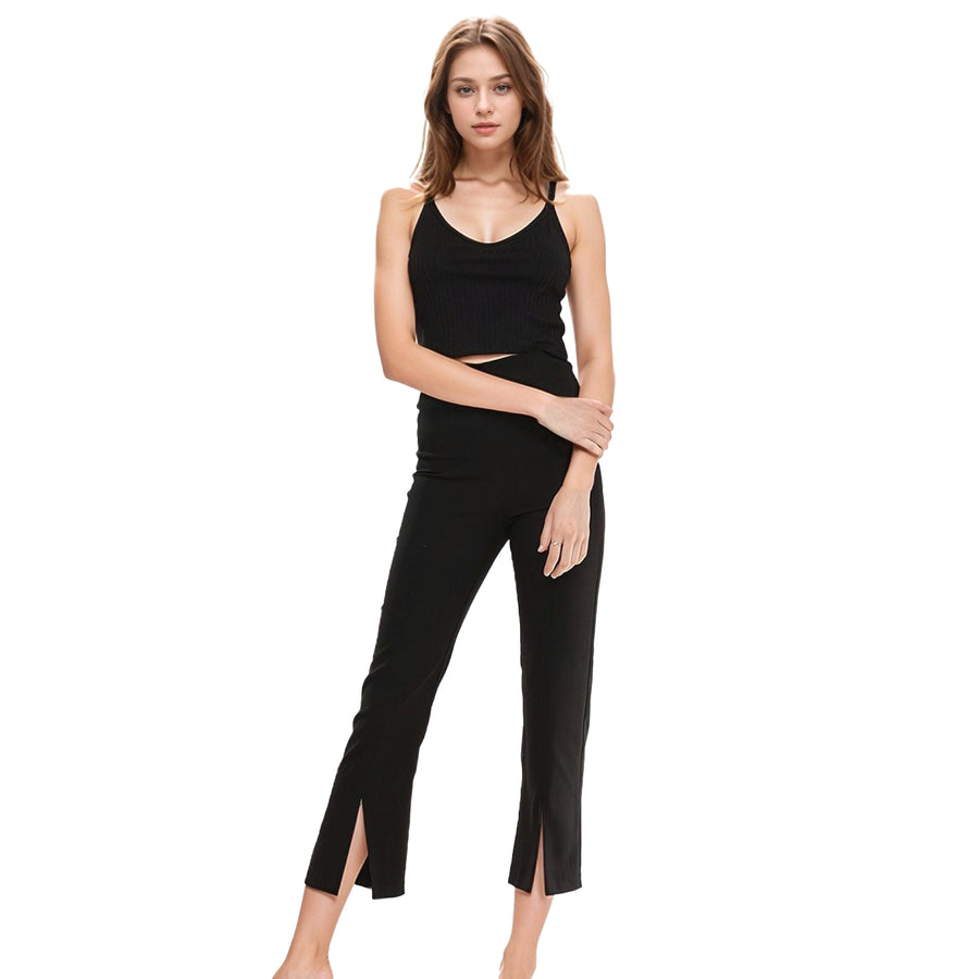 Women's High-Waisted Cropped Pants In Black