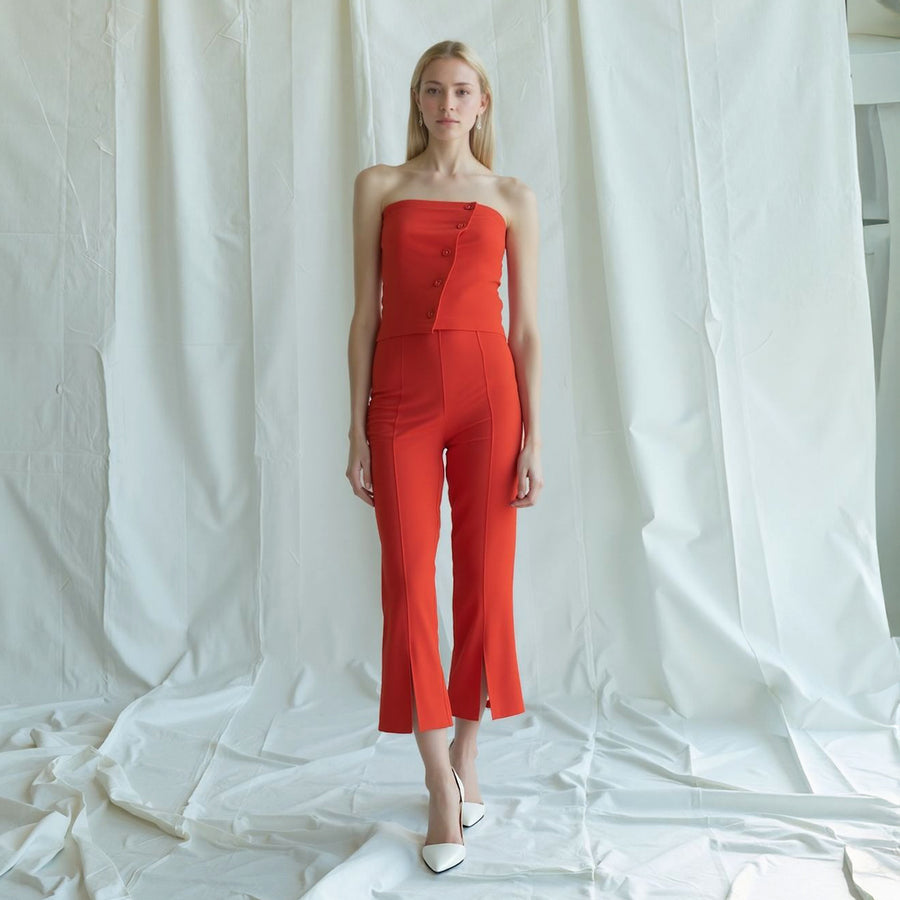 Women's High-Waisted Cropped Pants In Poppy Red Women's High-Waisted Cropped Pants In Poppy Red