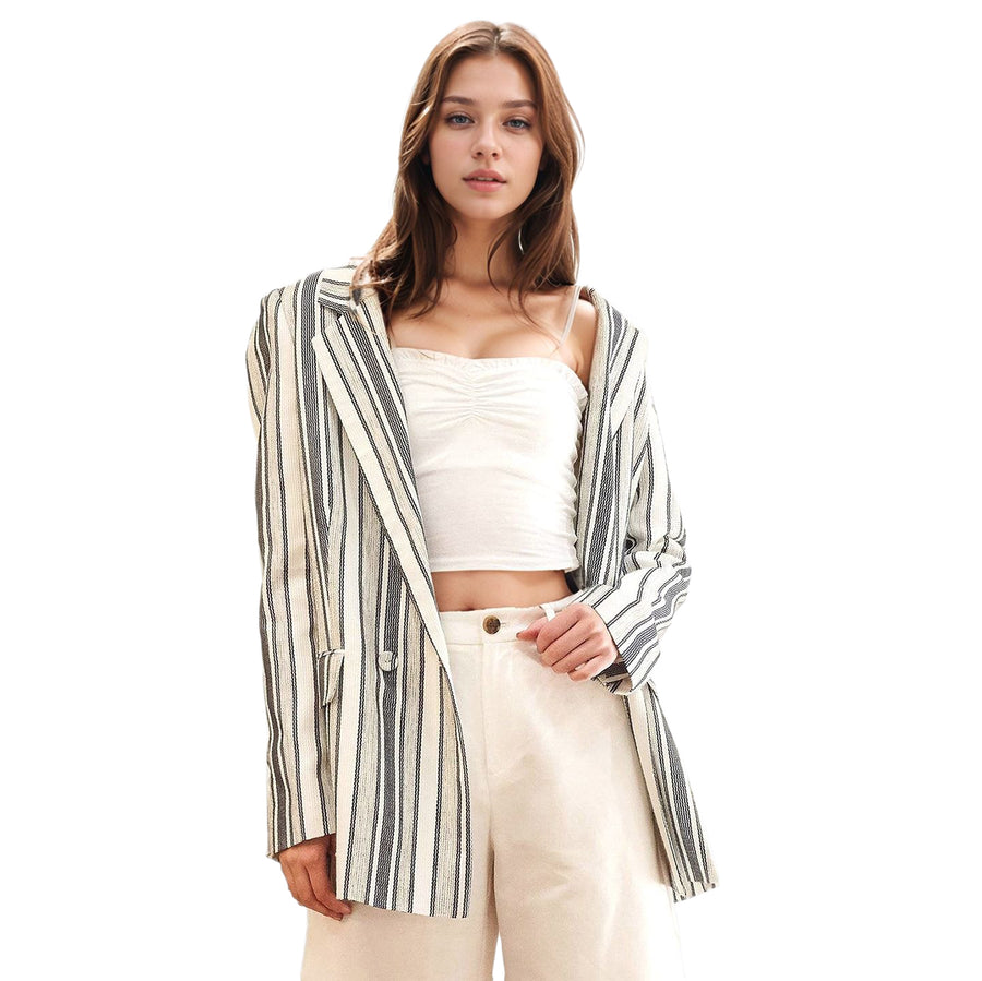 Women's Stripe Blazer in Blue White