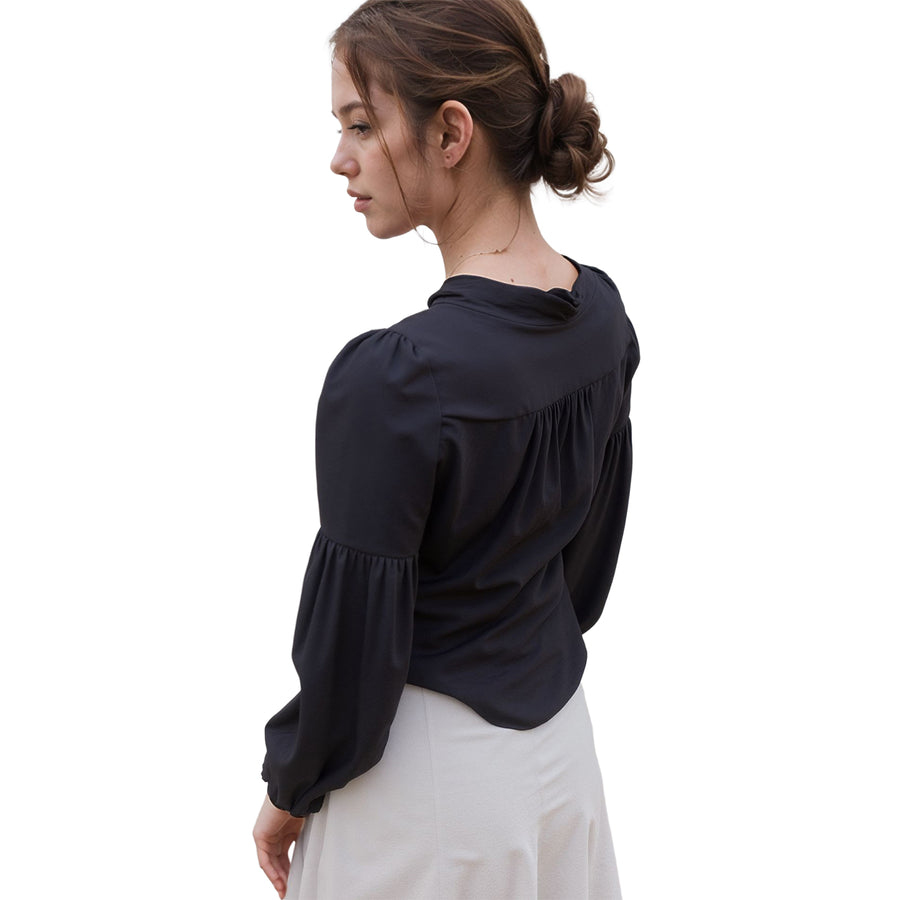 Women's Neck Tie Woven Top