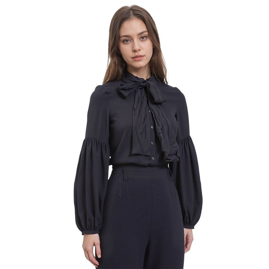 Women's Neck Tie Woven Top