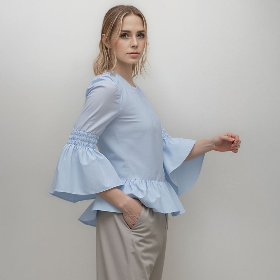 CLOSEOUT Women's Round Neck Peplum Top