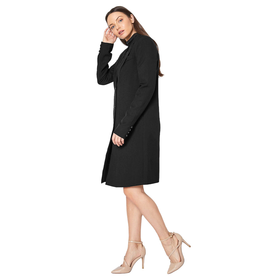 Women's Notch Lapel Longline Button Front Jacket - shopatkonus