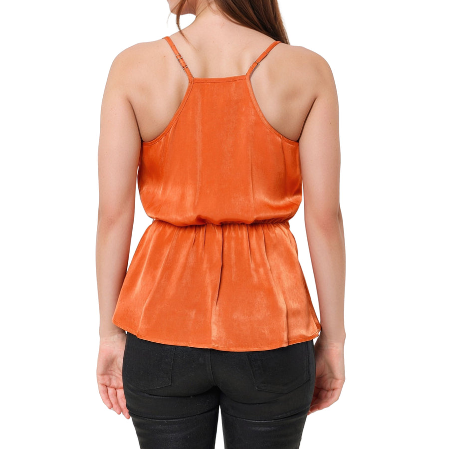 Women's Wrap Front Washed Satin Camisole In Pumpkin
