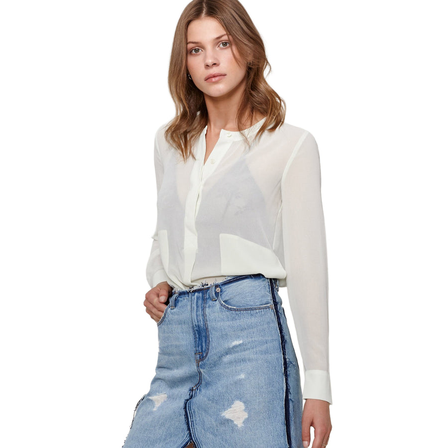 Ro & De Women's Sheer Button Up Blouse - shopatkonus