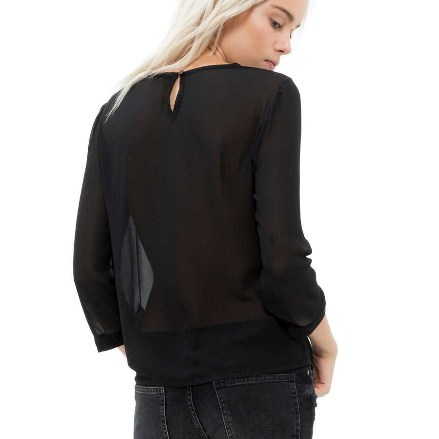 Women's Embossed Long Sleeve Sheer Top - shopatkonus