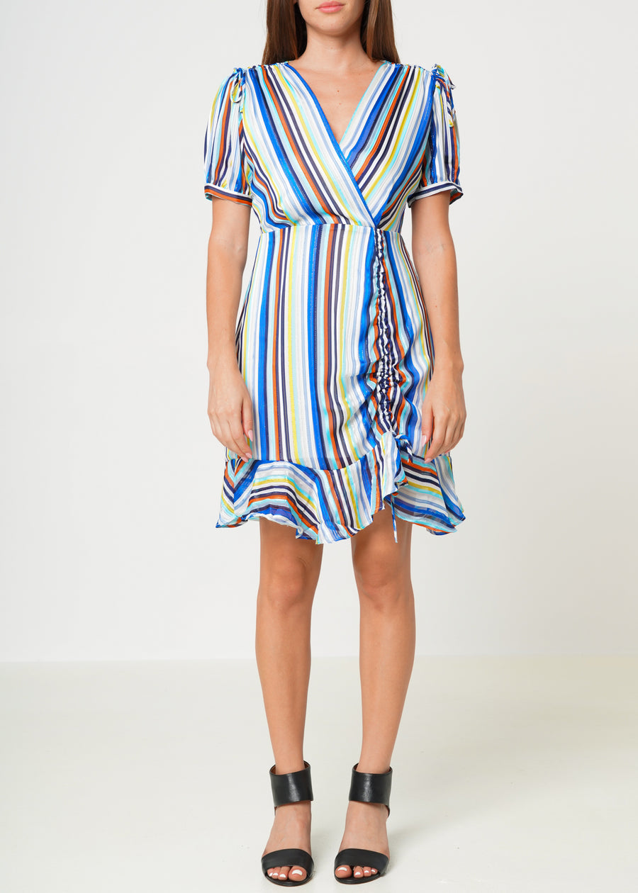 Multi-color Ruched Dress in Beach