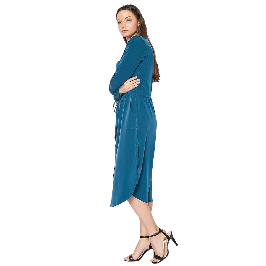 Women's Long Mock Neck Shirt Dress - shopatkonus
