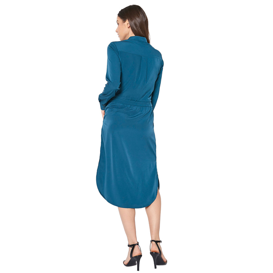 Women's Long Mock Neck Shirt Dress - shopatkonus
