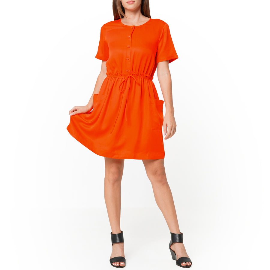 orange utility dress LROSEY Women Y2k Cargo Dress with Pockets Casual Short Sleeve Zip Up Ruched Drawstring Midi Utility Dresses Romper Orange at Amazon Women's Clothing store