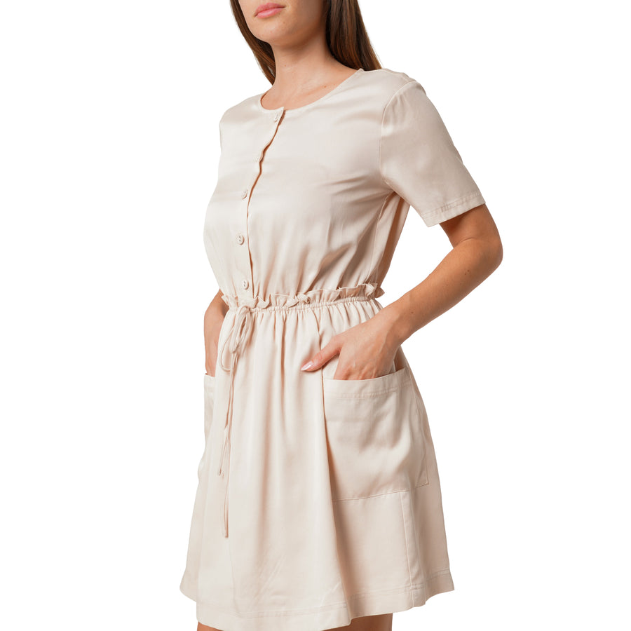 Women's Short Sleeve Utility Dress in Sand