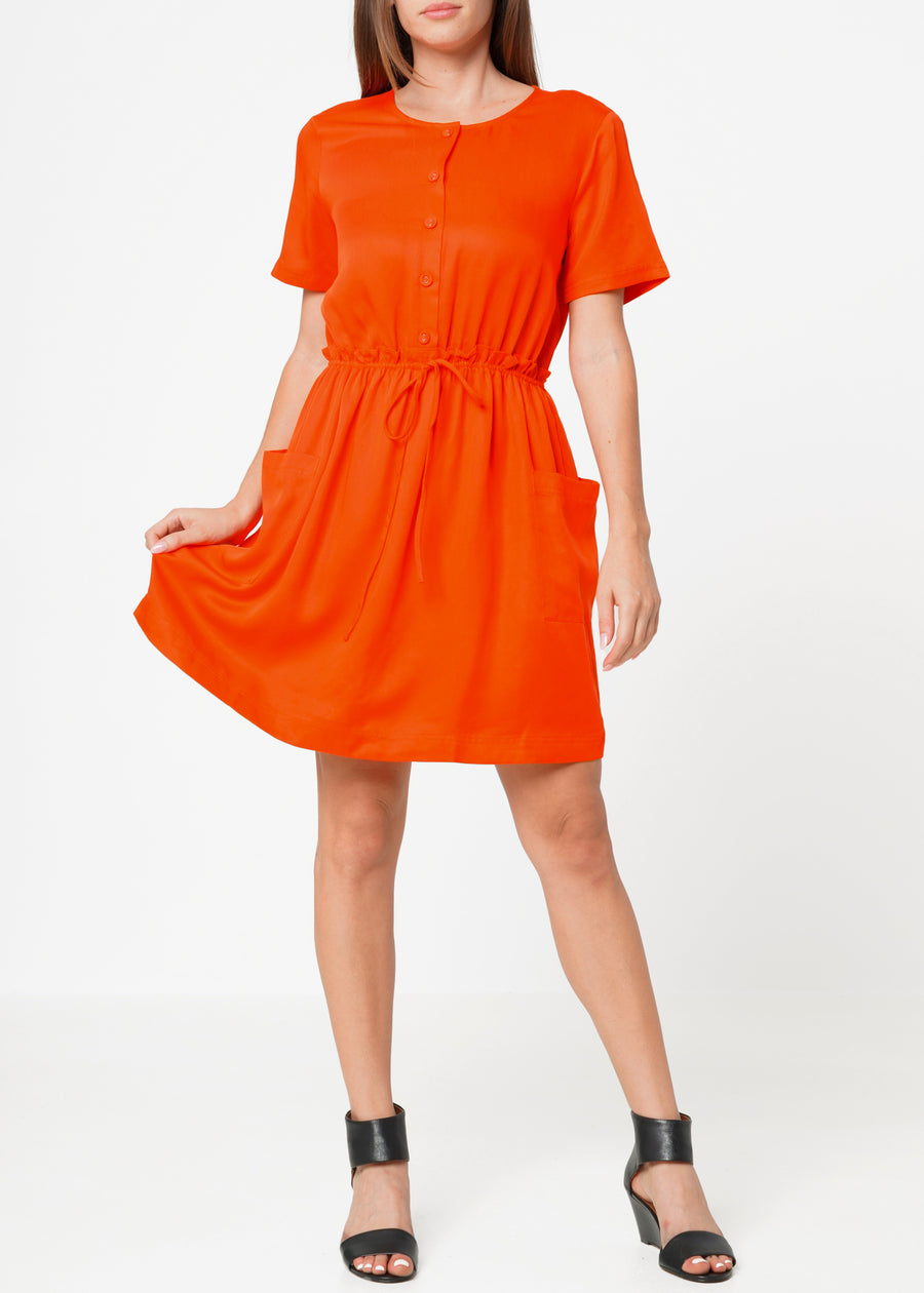 Women's Short Sleeve Utility Dress in Poppy