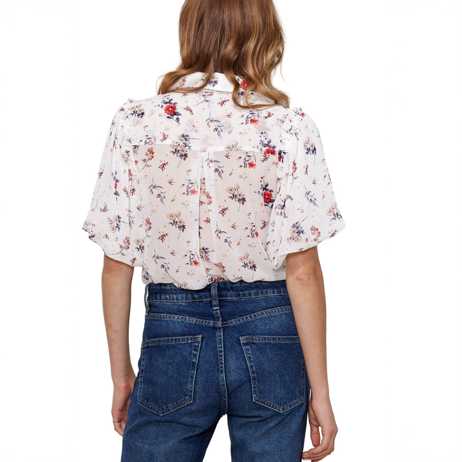 Women's Soft Flower Bell Sleeve Shirt Blouse - shopatkonus