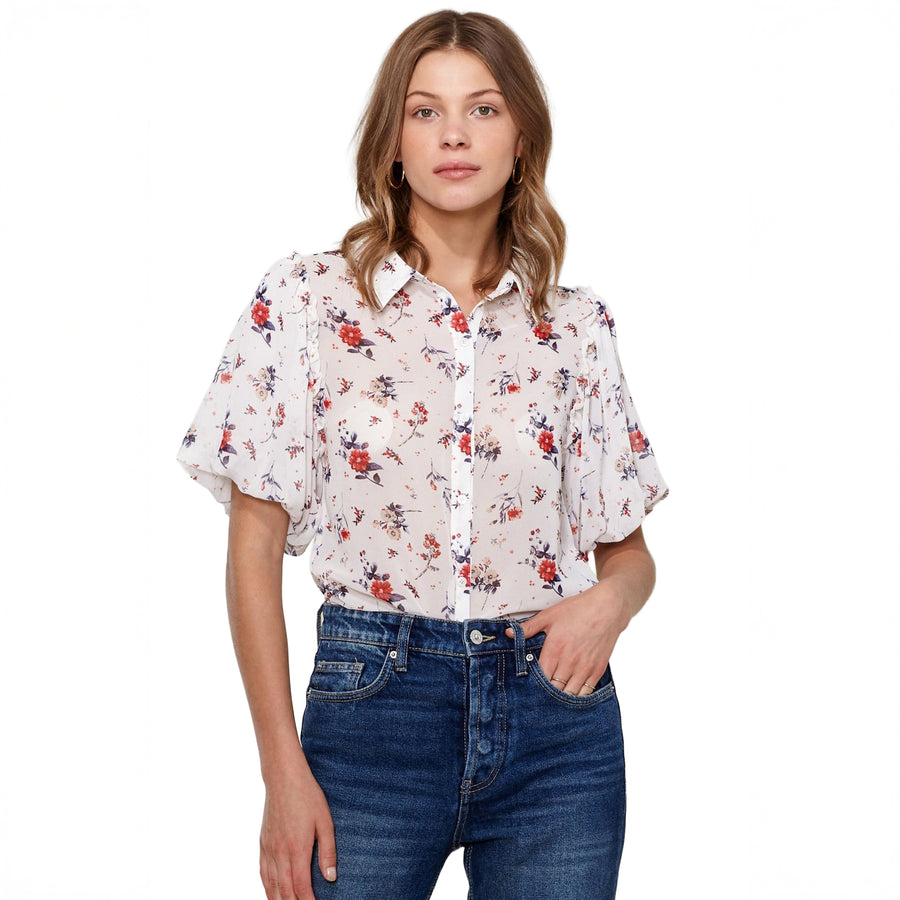 Women's Soft Flower Bell Sleeve Shirt Blouse - shopatkonus