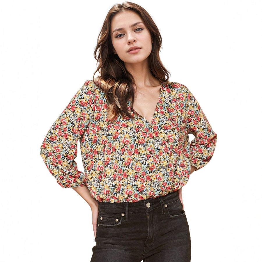 Pleione Women's V-Neck Printed Bodysuit