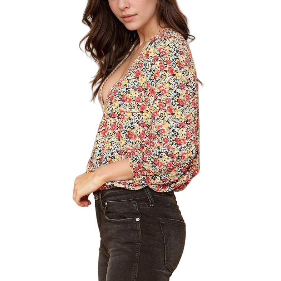 Pleione Women's V-Neck Printed Bodysuit