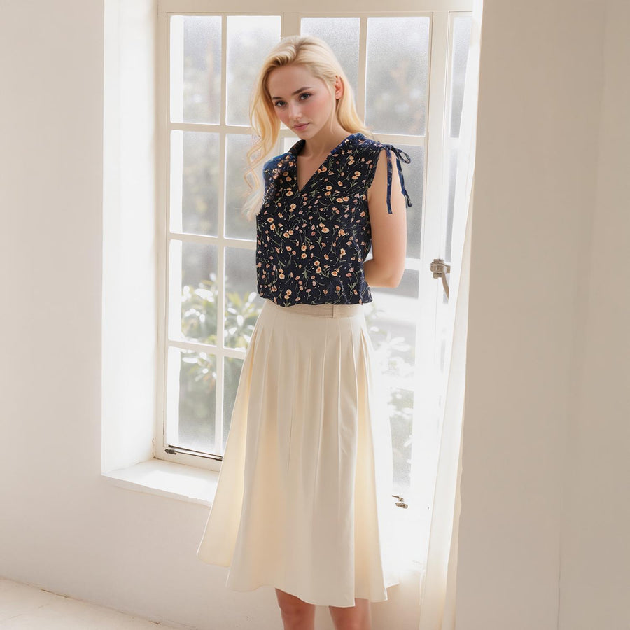 Pleione Women's Tie Shoulder V-Neck Top - shopatkonus