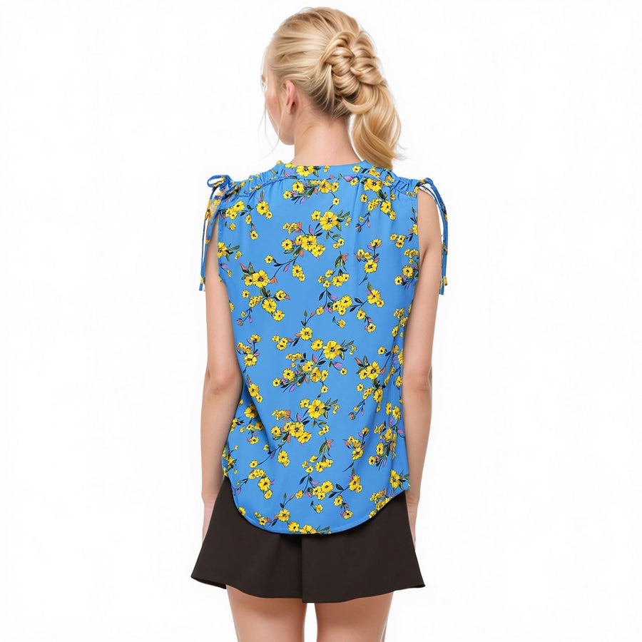 Pleione Women's Tie Shoulder V-Neck Top - shopatkonus