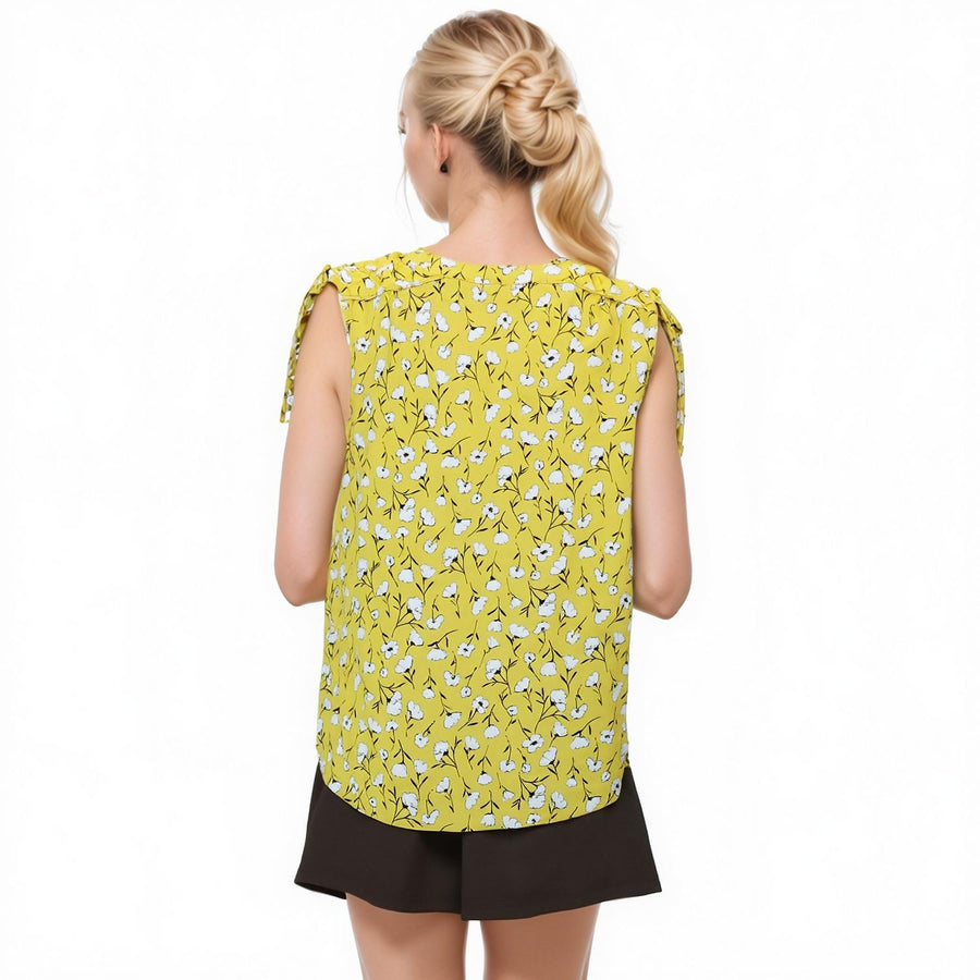 Pleione Women's Tie Shoulder V-Neck Top - shopatkonus