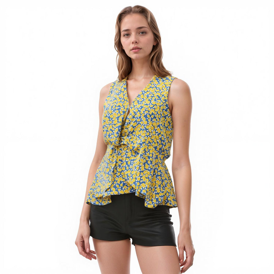 Pleione Sleeveless V-neck Twist Blouse - shopatkonus