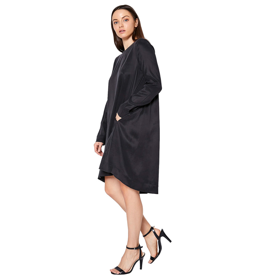 Women's Basic Long Sleeve Crew Neck Dress - shopatkonus
