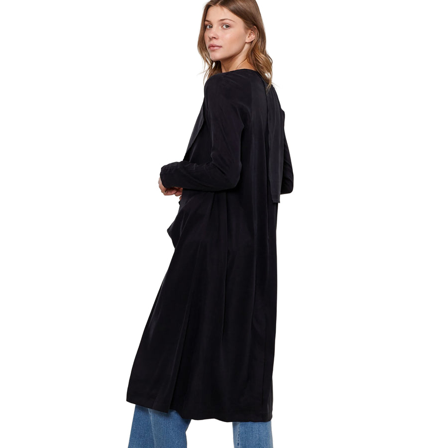 Women's Wrap Trench Coat In Black - shopatkonus
