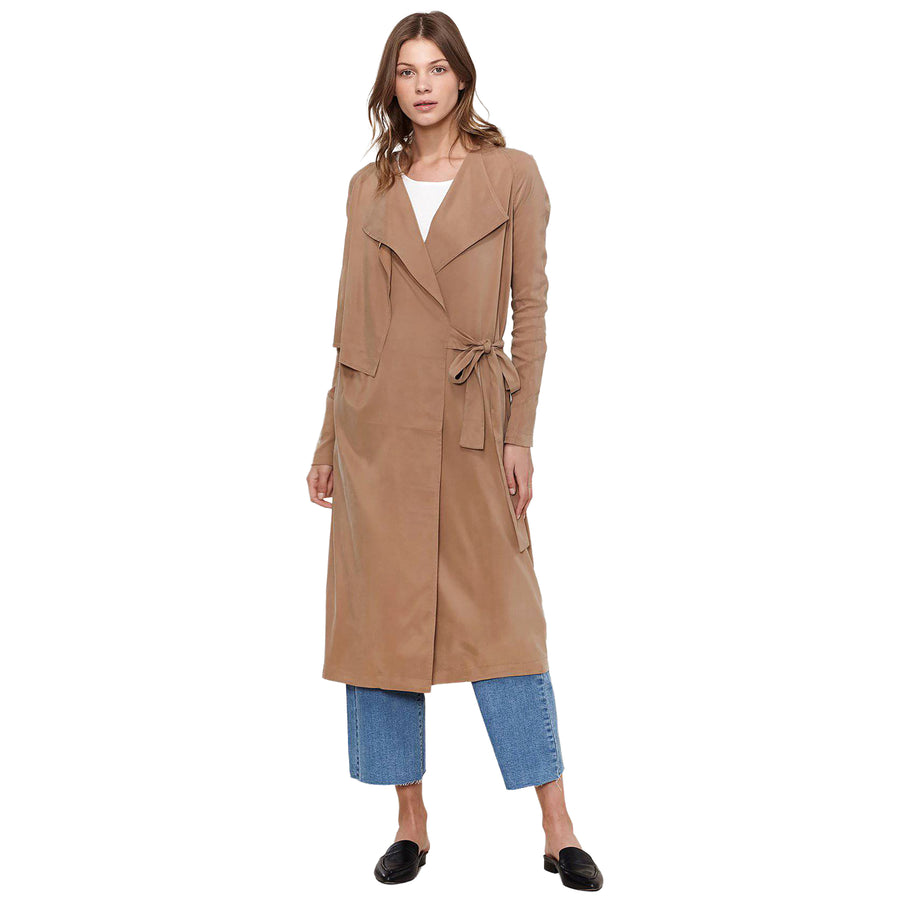 Women's Wrap Trench Coat In Sand - shopatkonus