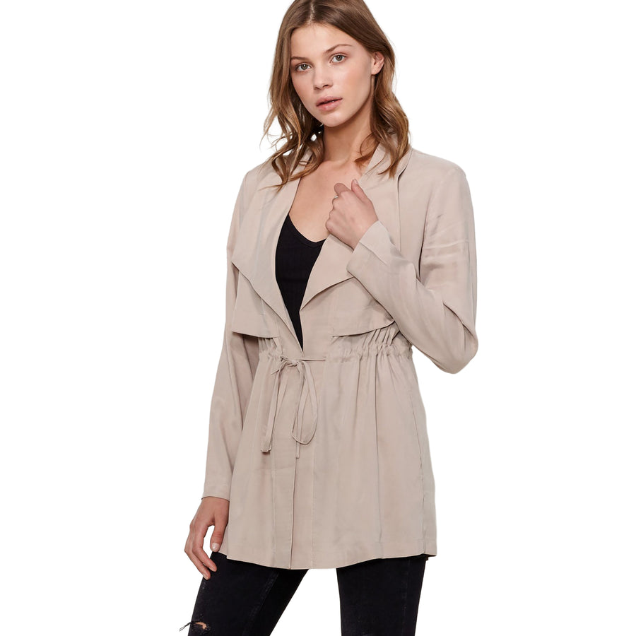 Ro & De Noir Open Front Jacket In Taupe - shopatkonus