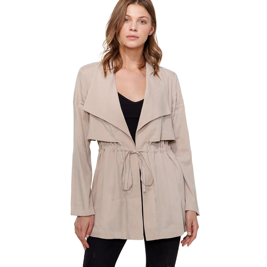 Ro & De Noir Open Front Jacket In Taupe - shopatkonus