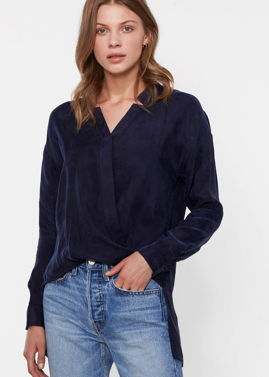 Women's Wrapped High Low Hem Blouse Top