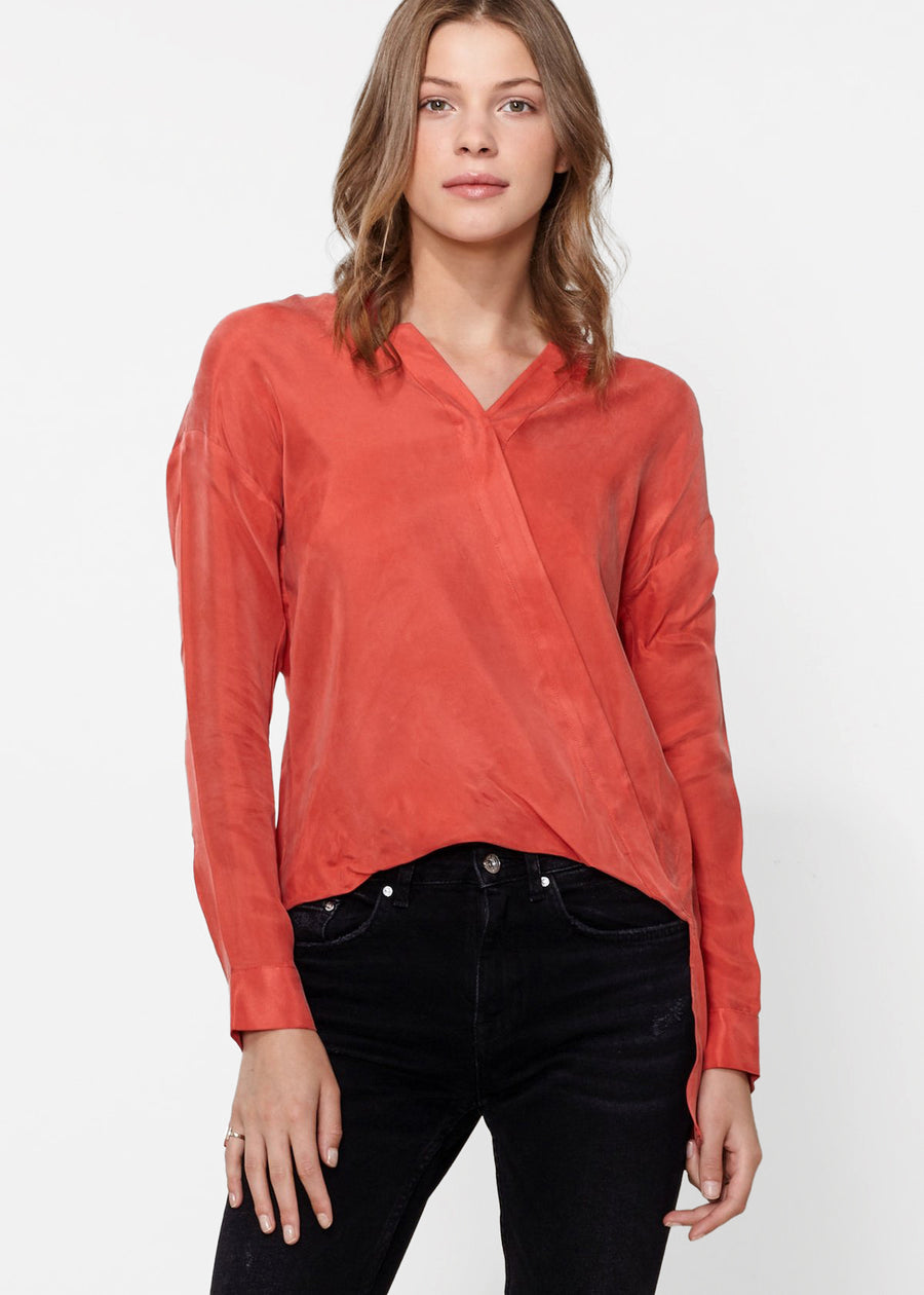 Women's Wrapped High Low Hem Blouse Top