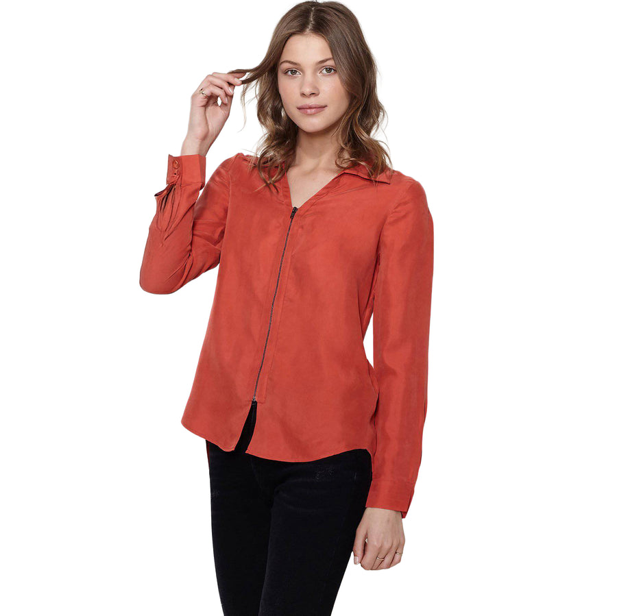 Women's Zip Up Shirt Blouse - shopatkonus