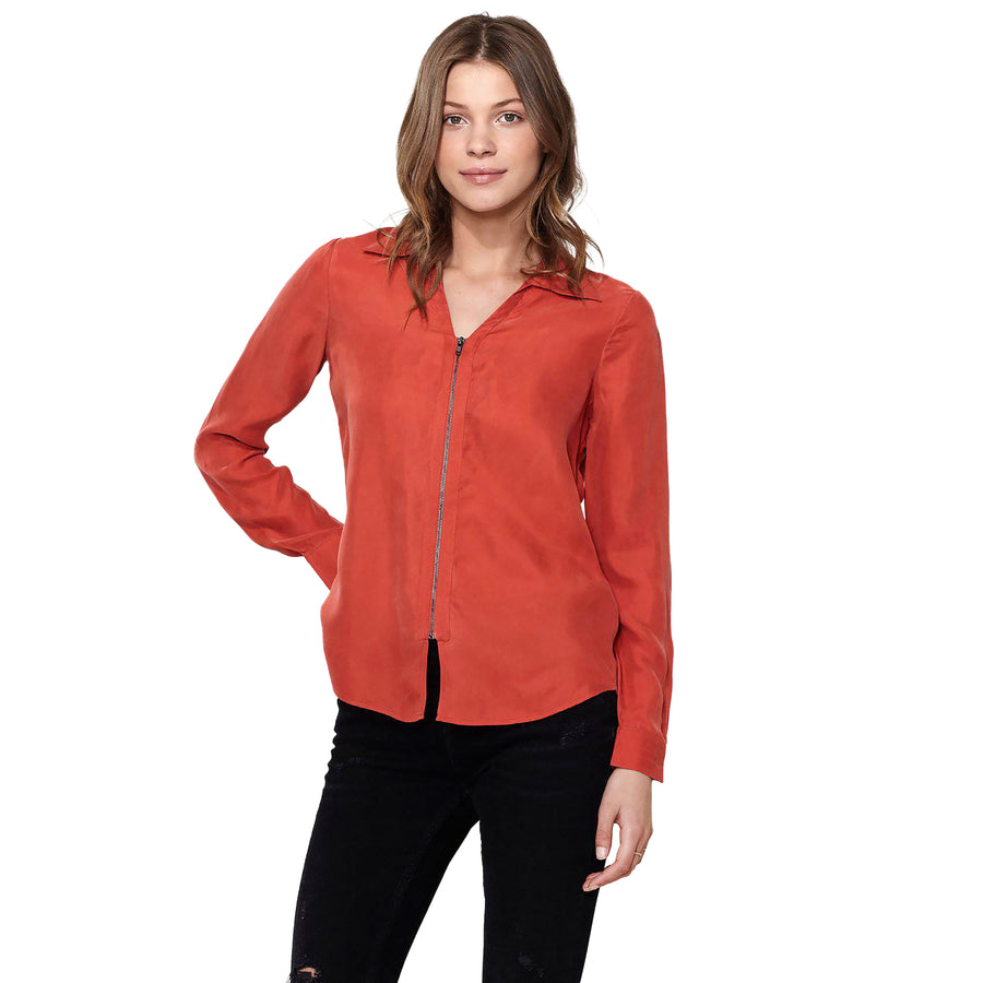 Women's Zip Up Shirt Blouse - shopatkonus