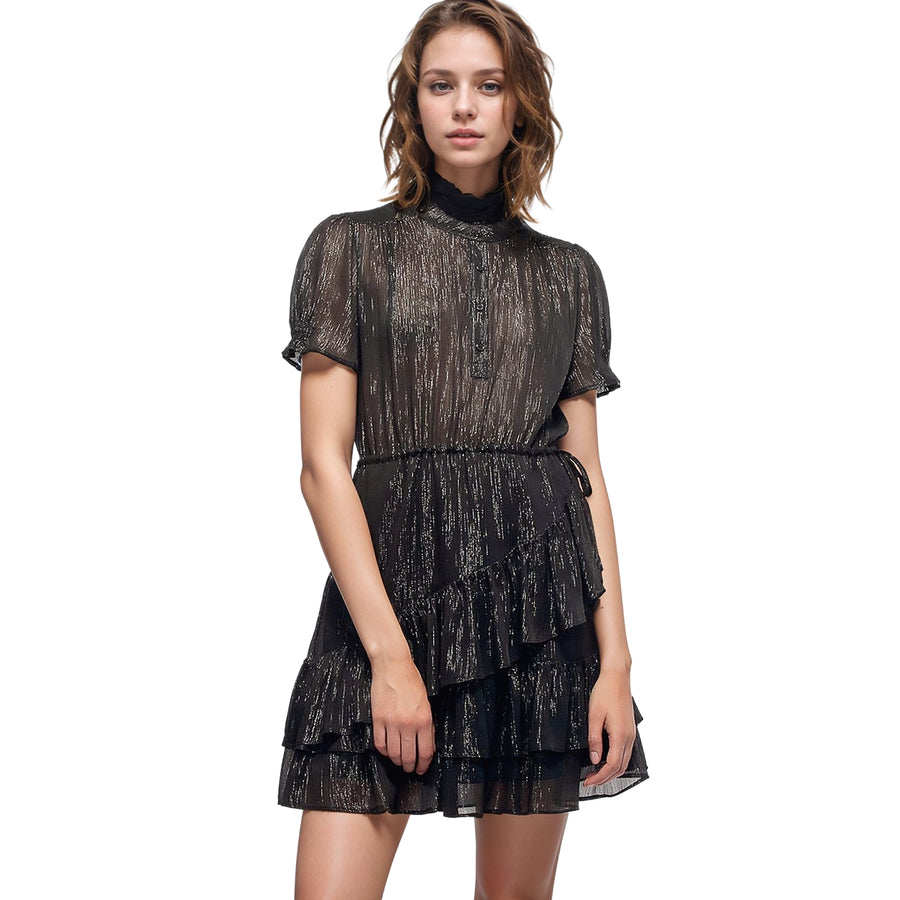 Women's Lurex Yoryu Ruffle Dress In Black
