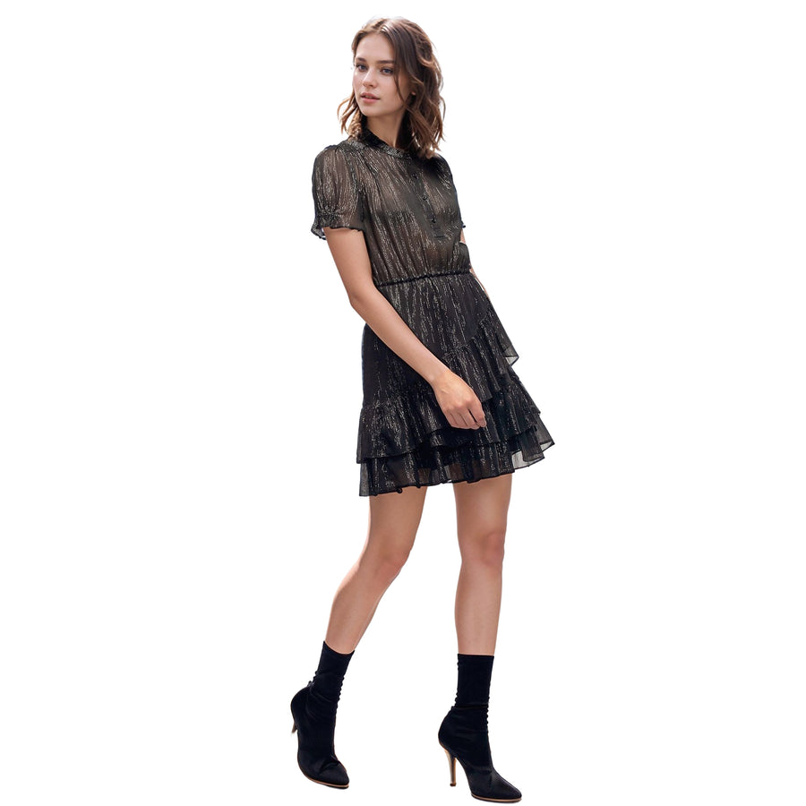 Women's Lurex Yoryu Ruffle Dress In Black