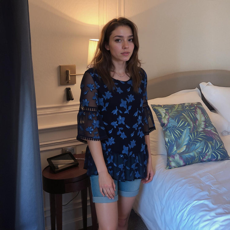 Pleione Women's Charmuese Contrast Cross Front Blouse - shopatkonus