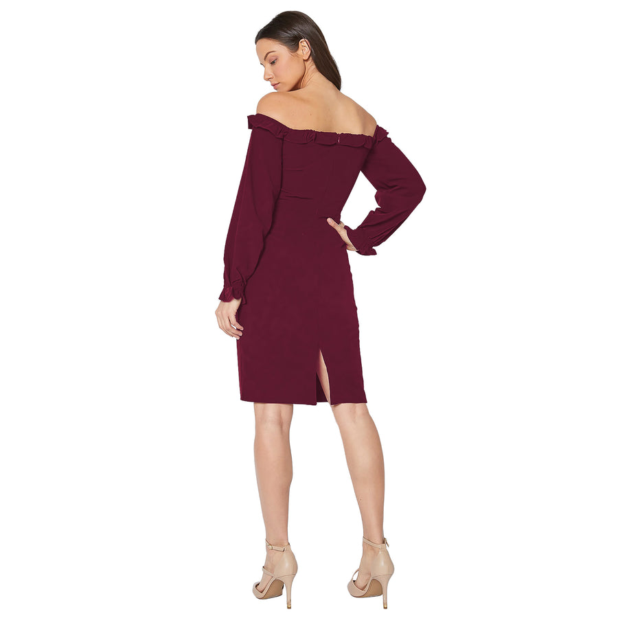 Women's Off Shoulder Bodycon Dress In Red - shopatkonus