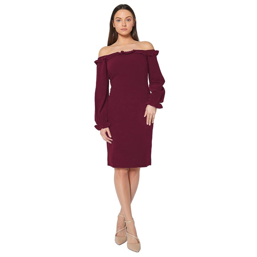 Women's Off Shoulder Bodycon Dress In Red - shopatkonus