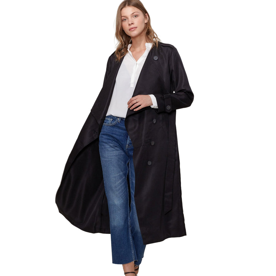 Women's Tie Waist Maxi Trench Coat - shopatkonus