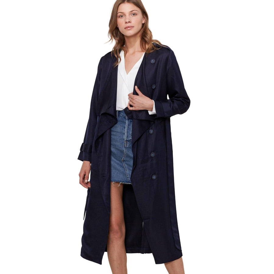 Women's Tie Waist Maxi Trench Coat - shopatkonus