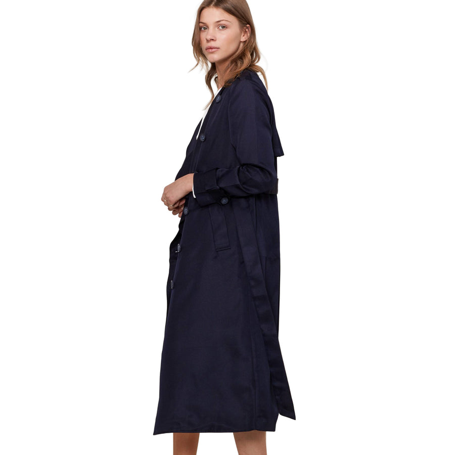 Women's Tie Waist Maxi Trench Coat - shopatkonus