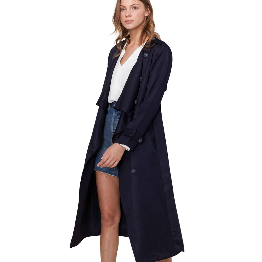Women's Tie Waist Maxi Trench Coat - shopatkonus