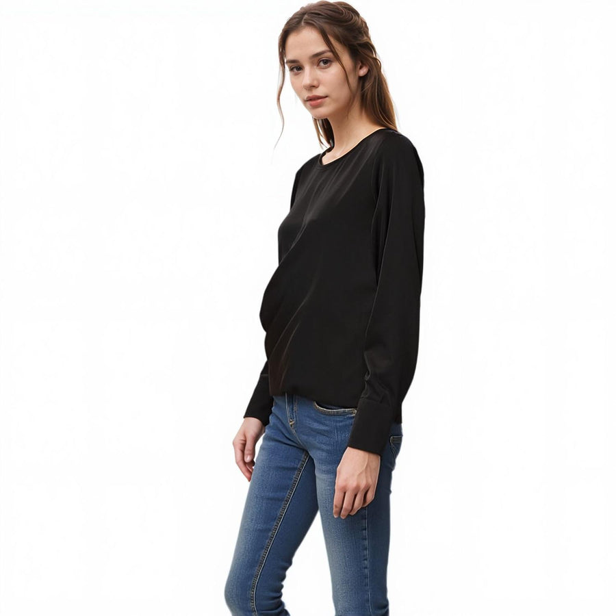 Pleione Women's Polka Dot Crewneck Blouse Top