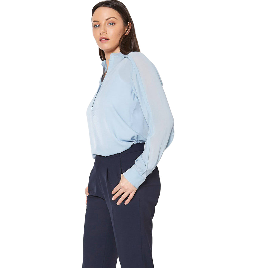 Ro & De Women's Mandarin Collar Shirt Blouse - shopatkonus