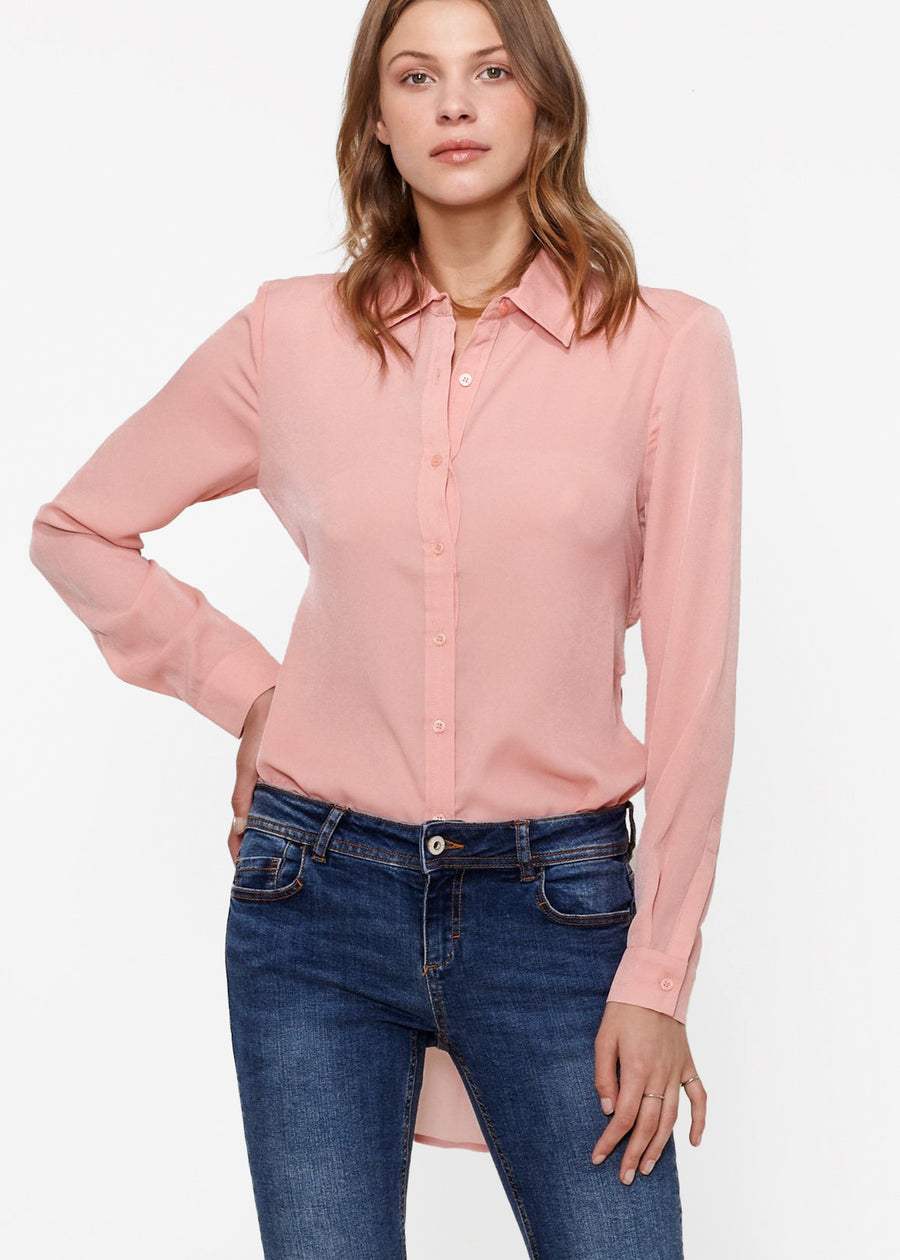 Women's Belted Hi-lo Blouse In Peach Apricot