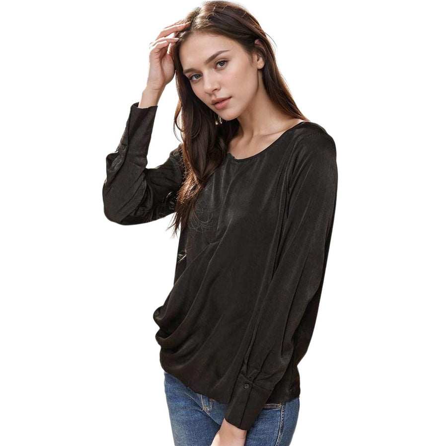 Pleione Women's Polka Dot Crewneck Blouse Top