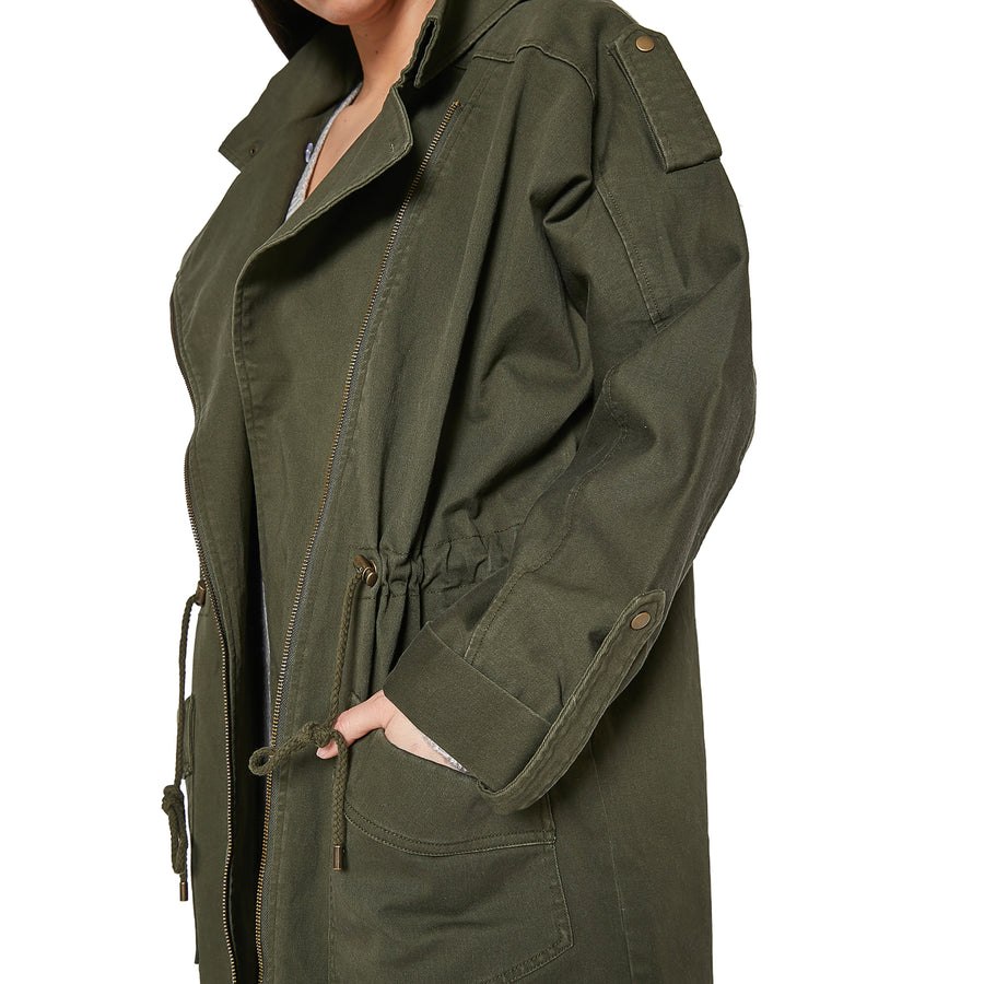 Women's Oversized Utility Jacket In Olive - shopatkonus